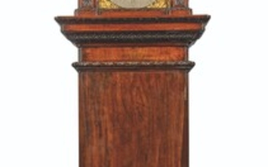 A GEORGE II MAHOGANY QUARTER-STRIKING LONGCASE CLOCK