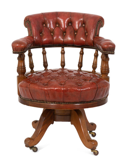 A George III Style Walnut Swivel Desk Chair