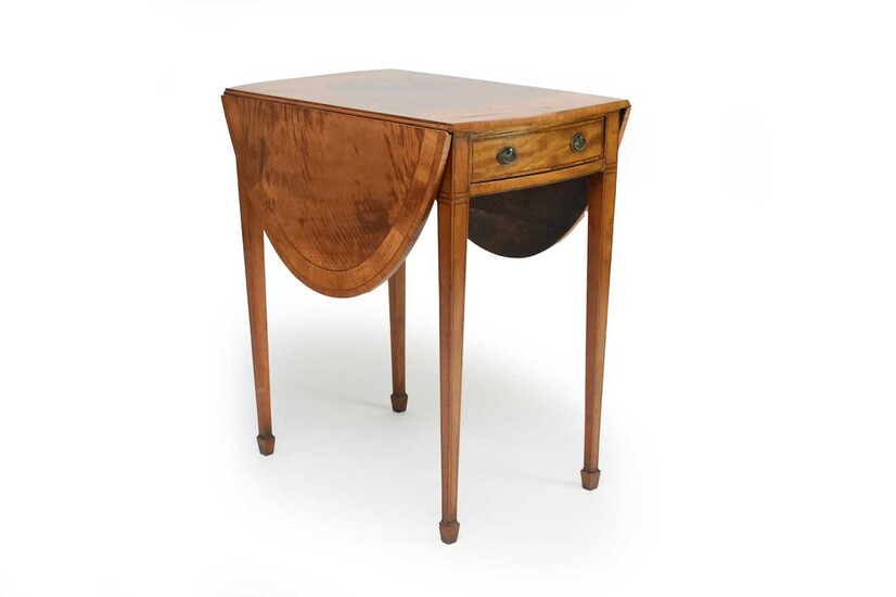 A George III satinwood veneered oval Pembroke table
