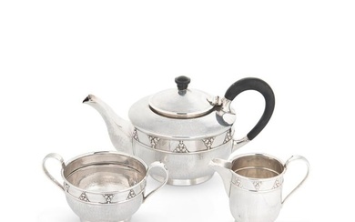 A George V silver Arts & Crafts style 3-piece tea set