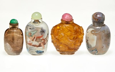 A Group of Four Chinese Snuff Bottles Height of largest 2 1/2 "