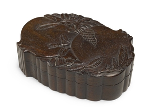 A HONGMU 'POMEGRANATE' BOX AND COVER QING DYNASTY, 18TH/19TH CENTURY