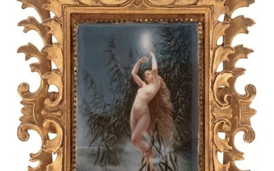 A Hutschenreuther Porcelain Plaque in a Giltwood Frame