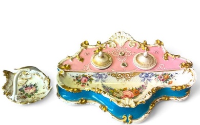 A Jacob Petit 19th Century porcelain desk ink stand and...