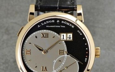 A. Lange & Söhne, Glashütte i/SA, "GROSSE LANGE 1", Movement No. 27903, Case No. 151491, Ref. 115.031, Cal. L901.2, 42 mm, circa 2004 A Glashuette wristwatch in practically new condition, with Lange oversize date, power reserve indicator, twin barrel...