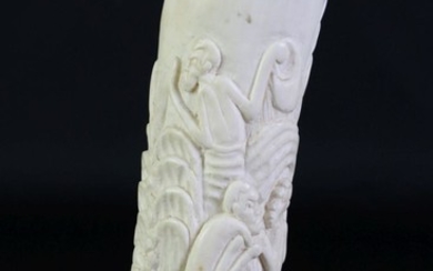 A Large Carved Ivory Depicting African Story Board (H 26cm)