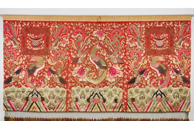 A Large Embroidered Red-Ground 'Phoenix' Hanging, Republican Period (1912-1949)