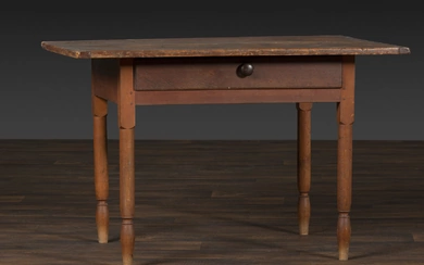 A Late Federal Red-Stained Maple and Pine One-Drawer Tavern Table