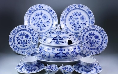 A Meissen Porcelain Blue Onion Pattern Part Dinner Service,...