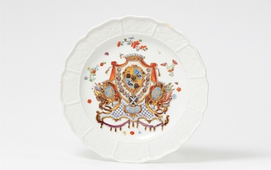 A Meissen porcelain plate from the dinner service for general field marshall Burchard Christoph von Münnich