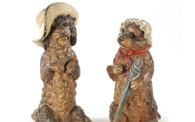 A PAIR OF LATE 19TH CENTURY AUSTRIAN COLD-PAINTED TERRACOTTA...