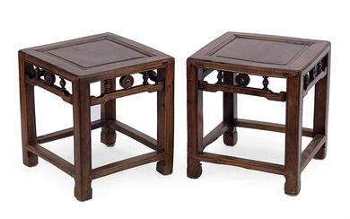 A Pair of Chinese Elmwood Plant Stands.