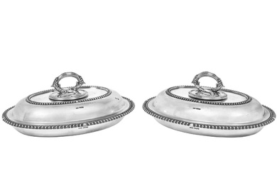 A Pair of George V Silver Entrée-Dishes and Covers by James Dixon and Sons Ltd., Sheffield, 1918
