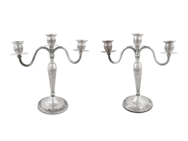 A Pair of Mexican Silver Candlesticks