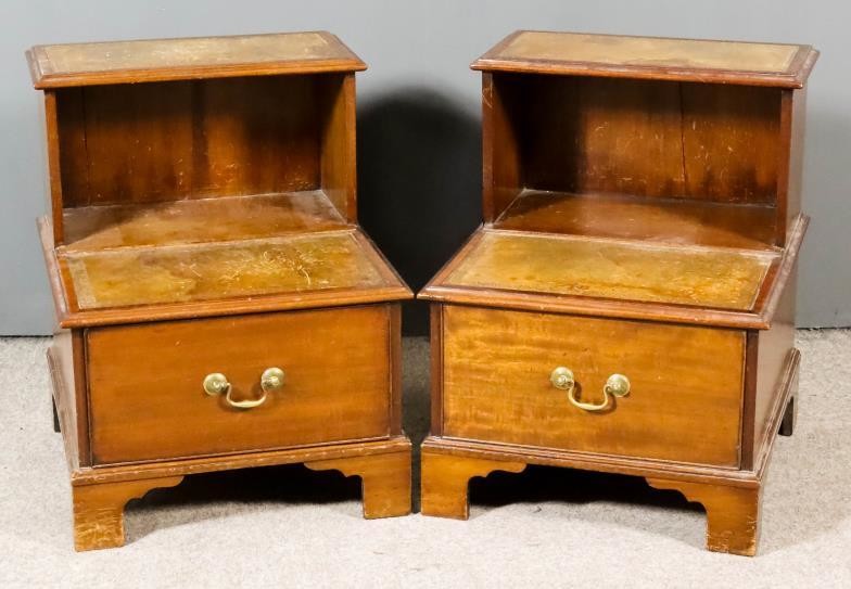 A Pair of Modern Mahogany Two-Tier Bedside Tables/Steps, with...