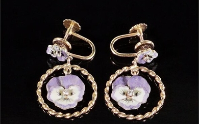 A Pair of Pansy Form Earrings.