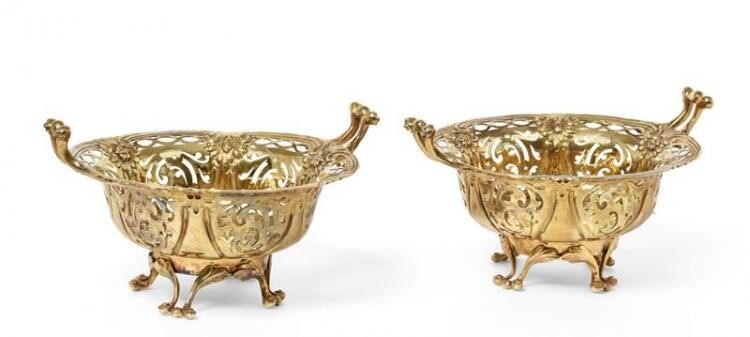 A Pair of Victorian Silver-Gilt Sweetmeat-Dishes, by Frederick Brasted, London,...