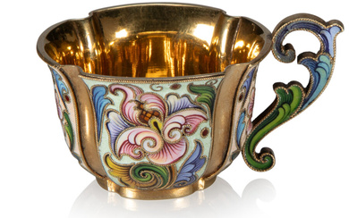 A Russian Silver Gilt and Cloisonné Enamel Small Cup