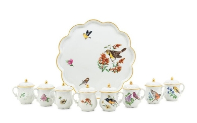 A Set of Eight Limoges Porcelain Pots-de-Creme