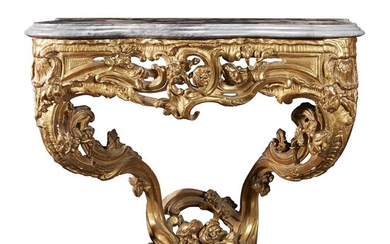 A South German late Baroque carved giltwood console in...