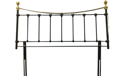 A Victorian style 5ft brass & iron headboard with curved...