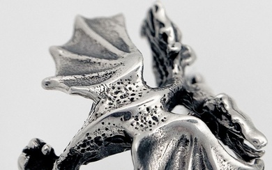 A Vintage Sterling Silver Dragon Detail Ring Size K....