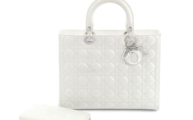 A WHITE PATENT LEATHER LARGE LADY DIOR BAG AND WALLET Christian Dior, 2010