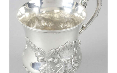 A William IV chased silver christening mug.