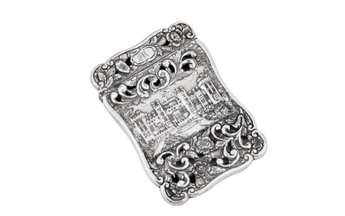 A William IV sterling silver ‘castle top’ card case, Birmingham 1844 by Nathaniel Mills