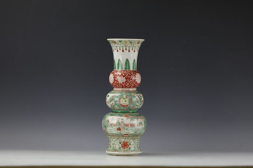 A Blue and White Dragon Pattern Zun Vase with Tianshun