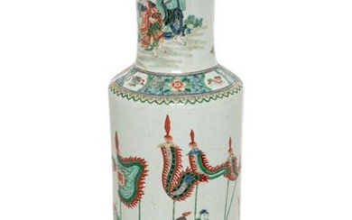 A Wucai Porcelain Rouleau VaseÊ Height 28 3/4 in., 73