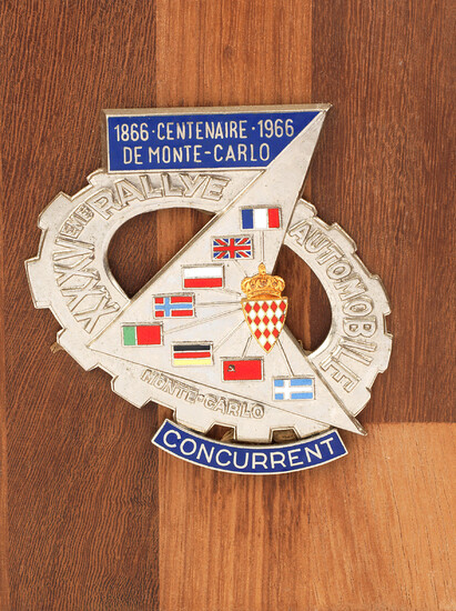 A XXXV (35th) Monte-Carlo Rally plaque "Concurrent", 1966