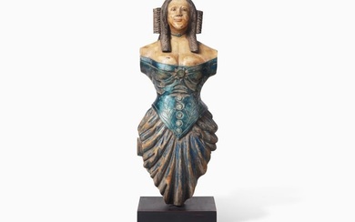 A carved and painted trade figure of a lady, likely 20th century