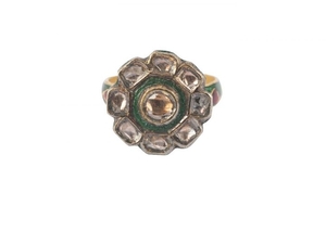 A diamond-set enamelled ring, India, 20th century,...