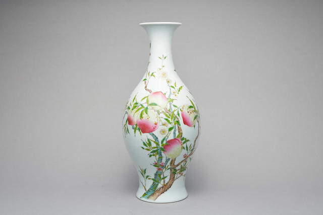 A famille-rose painted 'peach' vase