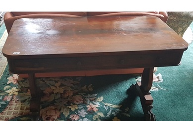 A good William 1Vth Rosewood Library Table with carved hairy...
