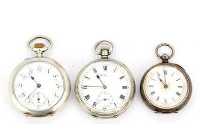 A hallmarked silver cased top wind pocketwatch, together with a hallmarked 0.800 silver cased top wind pocketwatch and a hallmarked 0.935 si