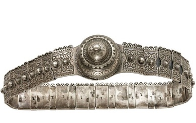 A heavy Russian silver and niello belt, Tbilisi, late 19th century