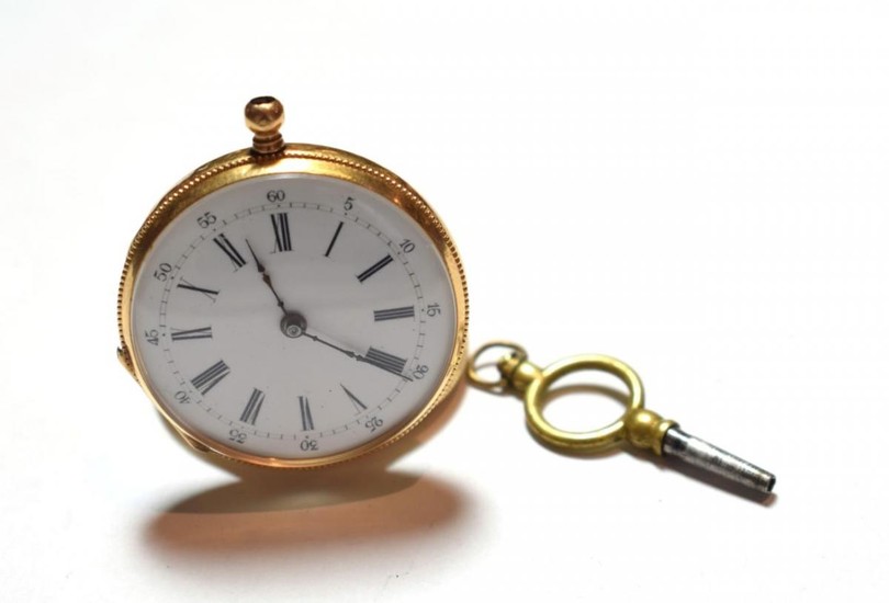 A lady's fob watch, case stamped 18k