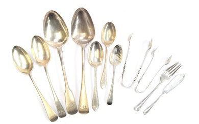 A mixed lot of Victorian and later silver flatware, to inclu...