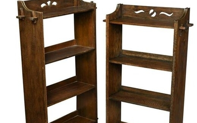 A near pair of Arts & Crafts oak bookcases