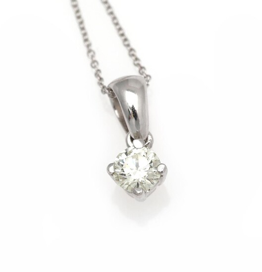 NOT SOLD. A necklace of 14k white gold with a pendant set with a diamond weighing app. 0.30 ct., mounted in 14k white gold. (2) – Bruun Rasmussen Auctioneers of Fine Art