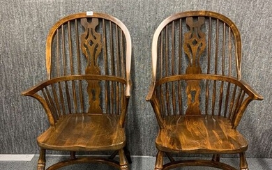 A pair of 20th century windsor armchairs.