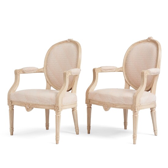 A pair of Gustavian armchairs