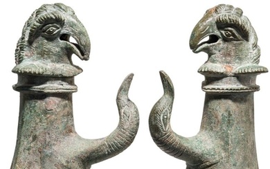 A pair of Roman bronze wagon fittings, 1st/2nd century A.D.
