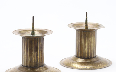 A pair of brass candlesticks, GEWE, Uppsala, mid 20th century.