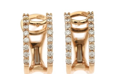 NOT SOLD. A pair of diamond ear pendants each set with numerous brilliant-cut diamonds totalling...