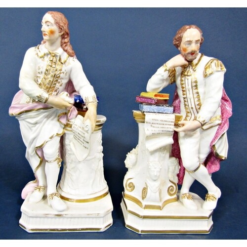 A pair of early 19th century Derby figures of Shakespeare an...