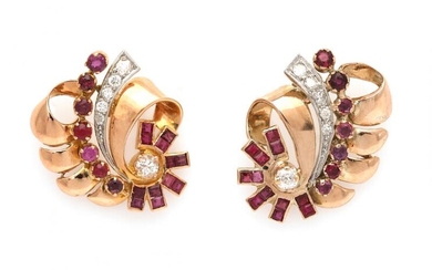 NOT SOLD. A pair of ruby and diamond ear pendants each set with numerous rubies and diamonds, mounted in 18k gold and platinum. (2) – Bruun Rasmussen Auctioneers of Fine Art