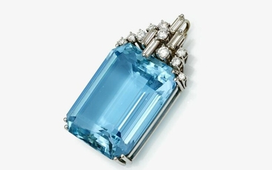 A pendant with aquamarine and diamonds